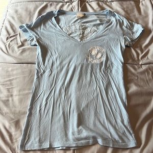 PINK baby blue v neck tee